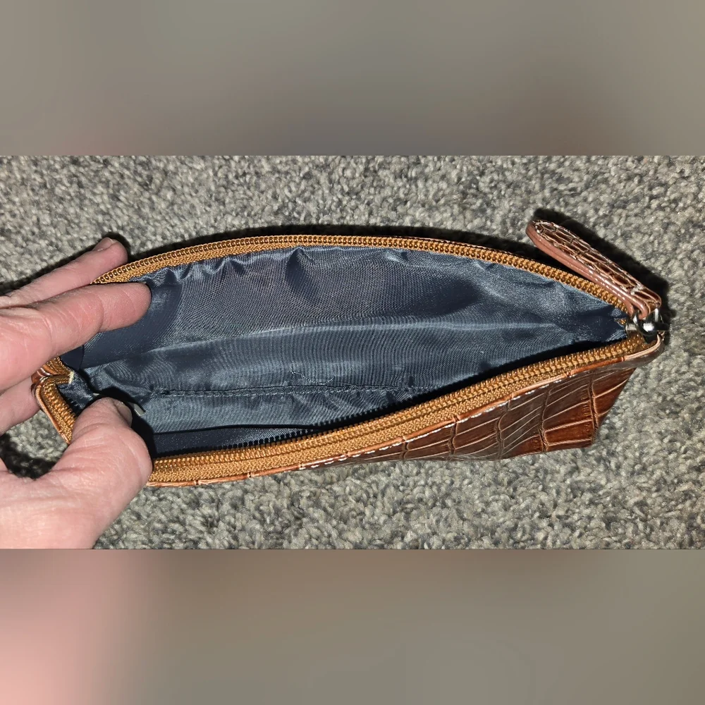 Brown Faux Crocodile 3 Piece Set, Purse/laptop Bag, Like New